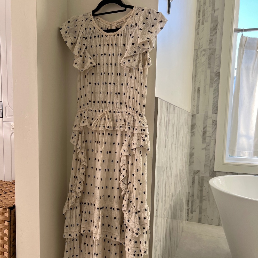 Loveshackfancy dress - ivory with black floral pattern - size xs
